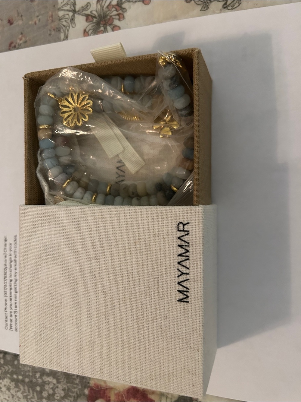 Mayamar 24K gold plated Amazonite Rondell Bead charm bracelet